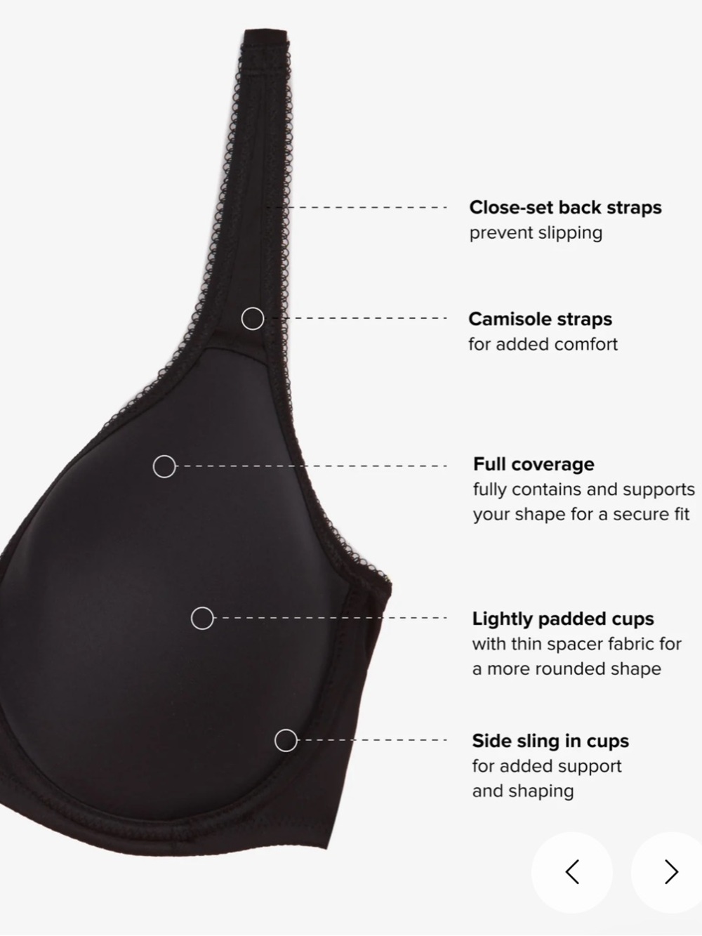 Wacoal Lightweight Breathable T-Shirt Bra | Black | 38C | NWT - Picture 4 of 15